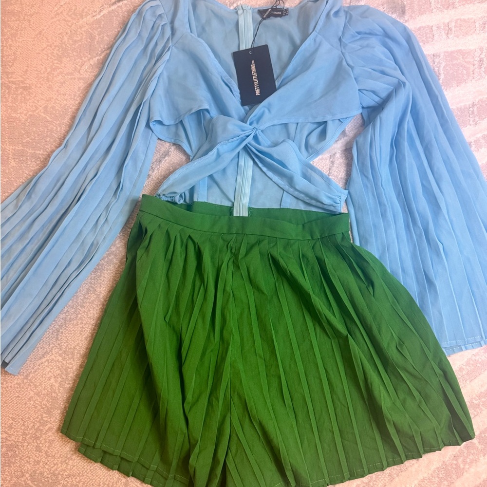 PrettyLittleThing Blue and Green Jumpsuit